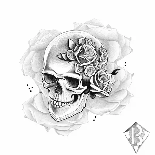 Skull With Roses And Bitcoin