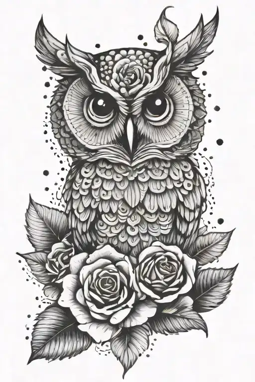 Cute Owl And Rose