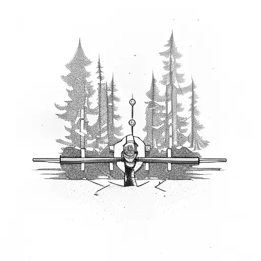 A Weightlifting Barbell Made Of Tree Trunks