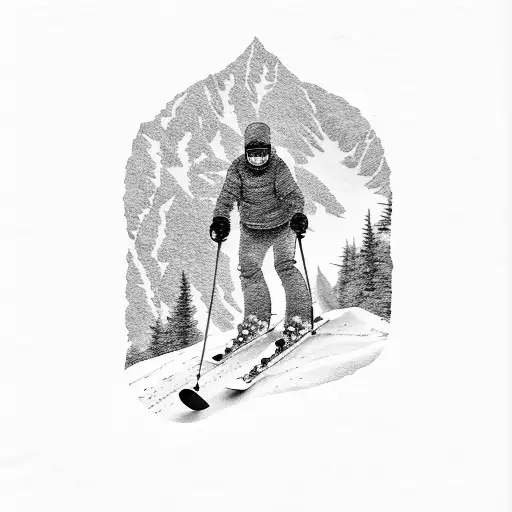 A Skier Gracefully Carving Down A Snowy Mountain Slope