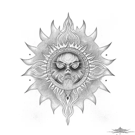 Fineline Spine Tattoo Of Sun And Goa Symbol