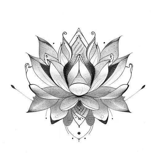 Lotus Flower And Butterflies