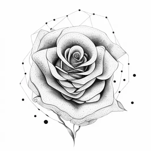 Blooming Rose And Wilted Rose On A Geometric Background