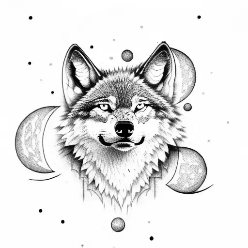 A Howling Wolf With Moon