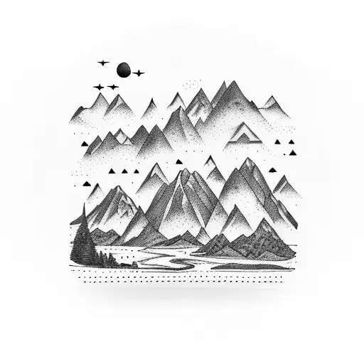 Mountain Scene With Saturn