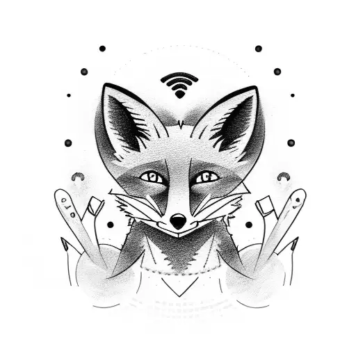 A Fox Holding A Controller With Its Tail Forming A Wifi Signal