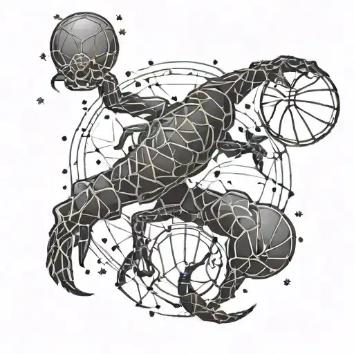 A Fierce Scorpio Constellation Intertwined With Basketball Elements