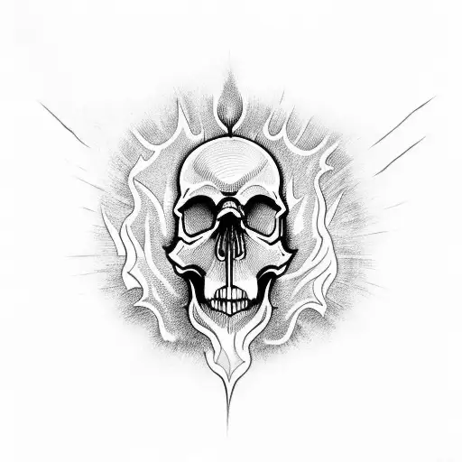 A Skull With Fire Coming From His Eyes