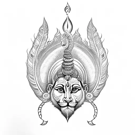 Shiva's Trident And Hanuman's Gada And Krishna' Peacock Feather