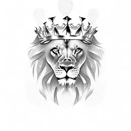 Lion With A Crown Playing Poker