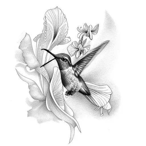 Hummingbird And Iris