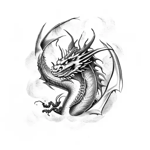 Dragon With Thunder And Fire