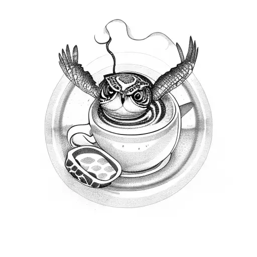 Turtle Drinking Tea An Owl Drunking Coffee