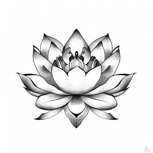 Lotus Flower On Water At Full Moon