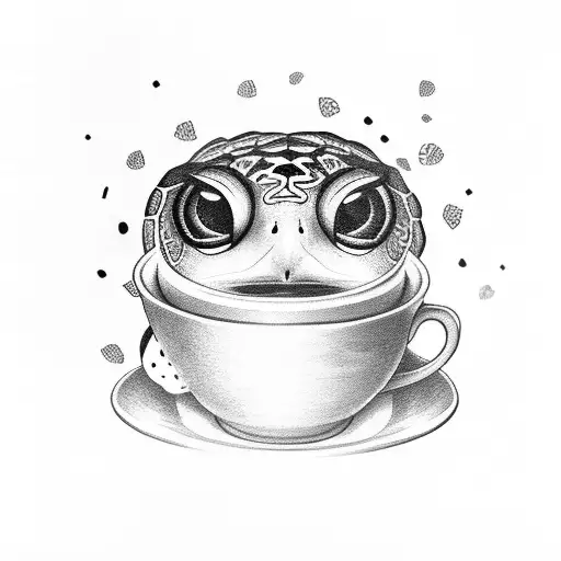 Turtle Drinking Tea An Owl Drunking Coffee