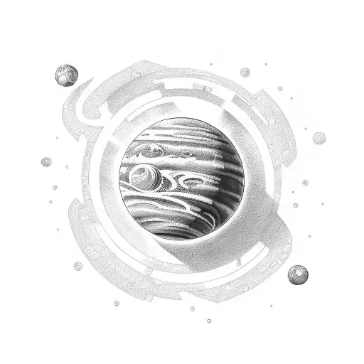 Make A Tattoo Sketch In The Shape Of A Planet Without Boundaries And Everything Is P