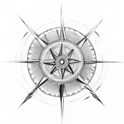 One Half Compass And Other Half Chariot Wheel Of Mahabharat Inthe Middle Bow And Arrow