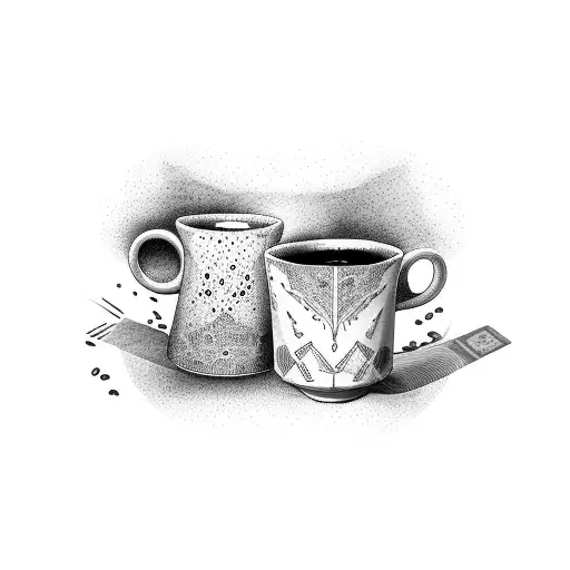 Two Porcelain Coffee Cups Standing Together