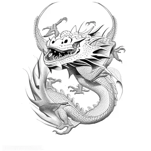 Dragon Flying Around Mountains