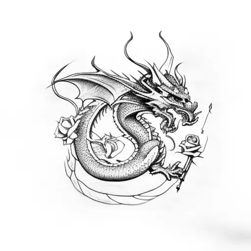 Dragon And Rose