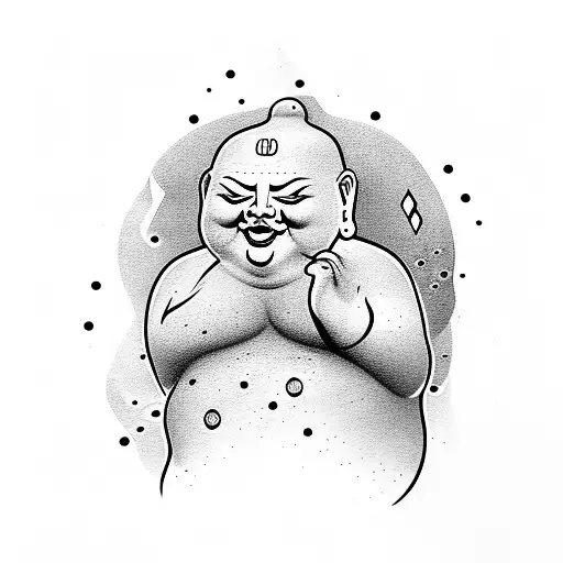 Chubby Buddha With Waterfall