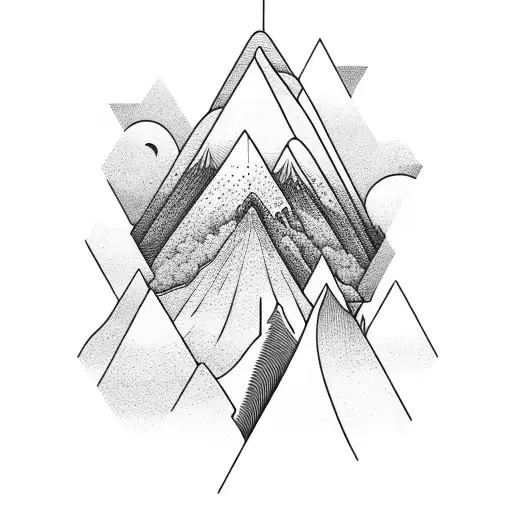 Geometric Mountain Filled With Waves