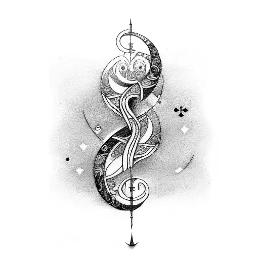 A Tattoo Of Infinity With Flute And Guitar