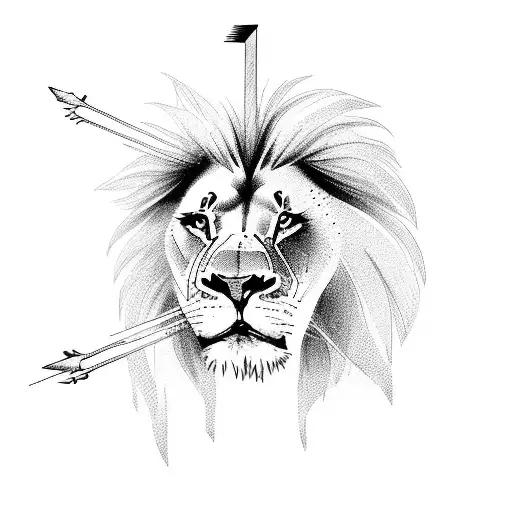 A Lion With Arrows Hitting Him