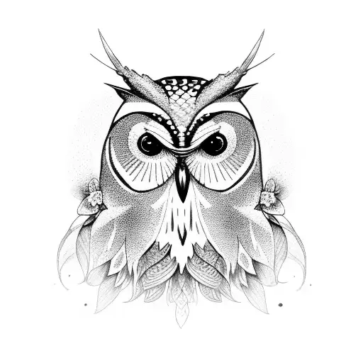 Colorful Hummingbird And Owl Surrounded By Orchids