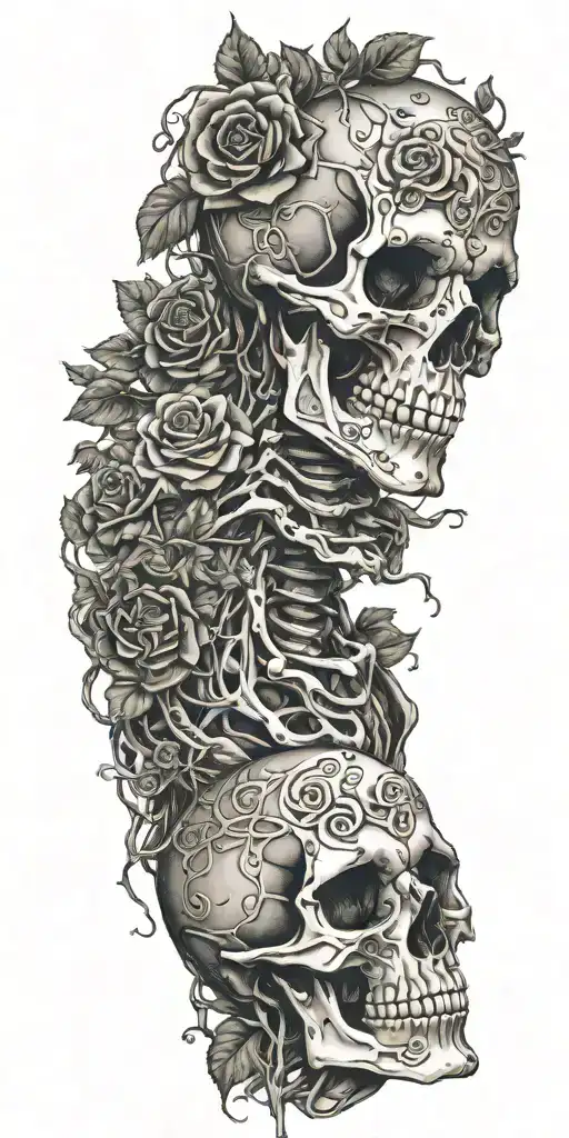 A Full Skeleton Head To Toe Wrapped In Vines And Roses Like Hes Been There For Years