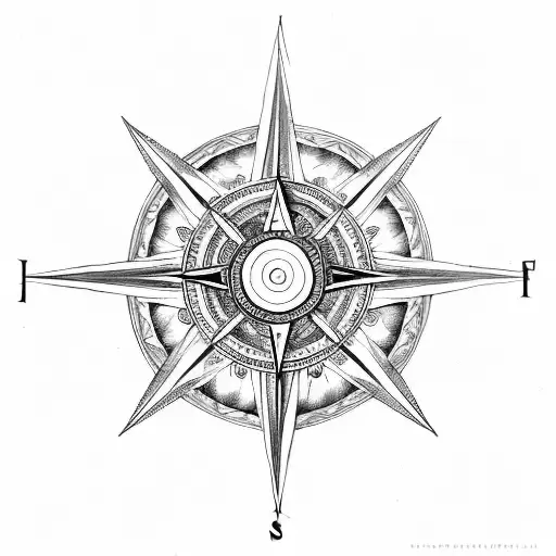 One Half Compass And Other Half Chariot Wheel Of Mahabharat Inthe Middle Bow And Arrow