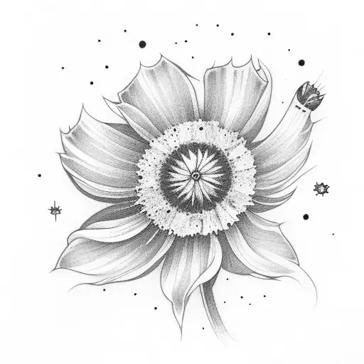 Cosmos Flowers With Moon