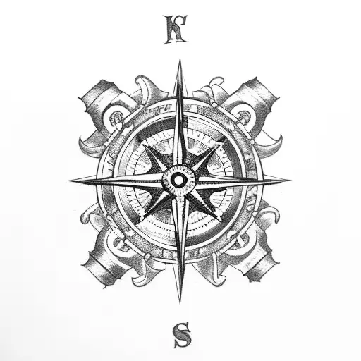 Pirate Compass With A Kraken