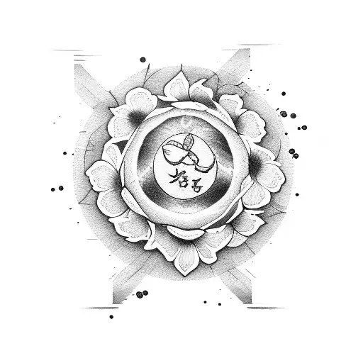 Kaizen Symbol With Cherry Blossom Flower In The Background