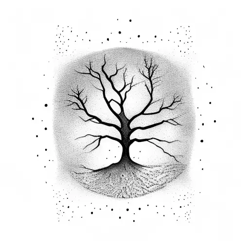 Abstract Tree Silhouette With Roots