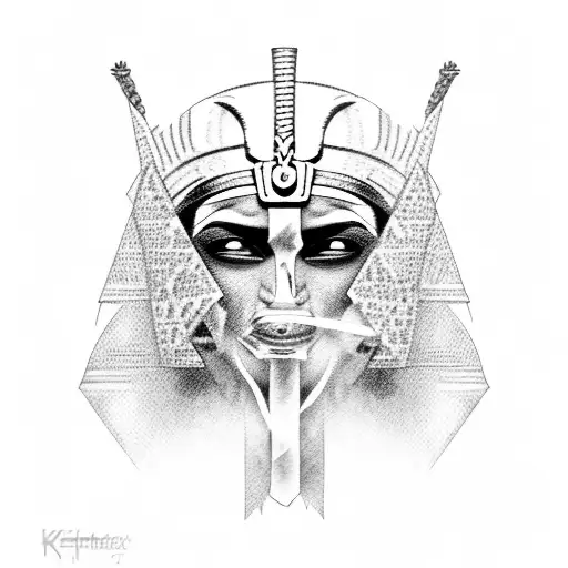 Broken Pharaoh Face With Smoke Coming Eyes And Mouth