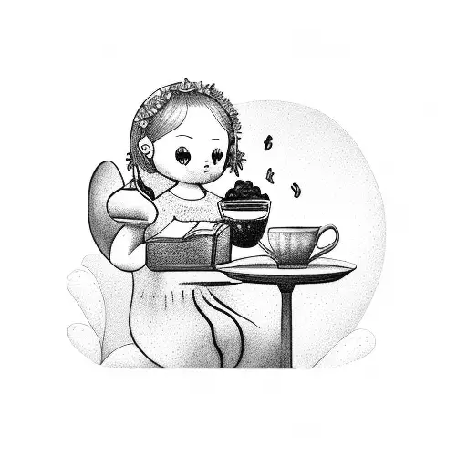 A Whimsical Coffee Shop Scene With Animals Serving Coffee And Cherubs Reading Books