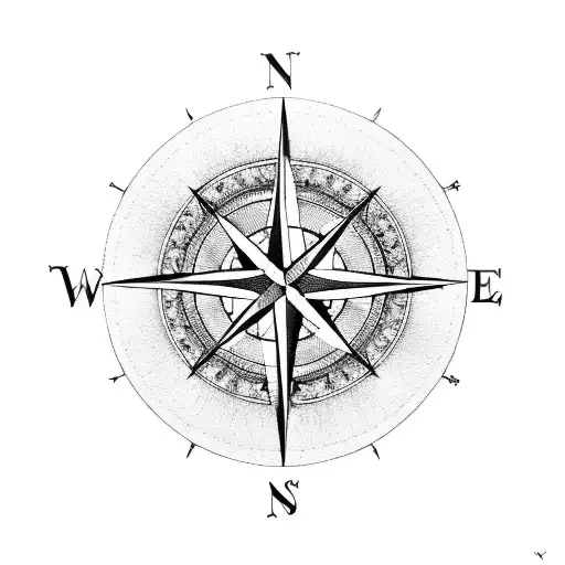 Compass Rose With Leo Zodiac