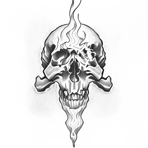 Skull On Fire With Guitar