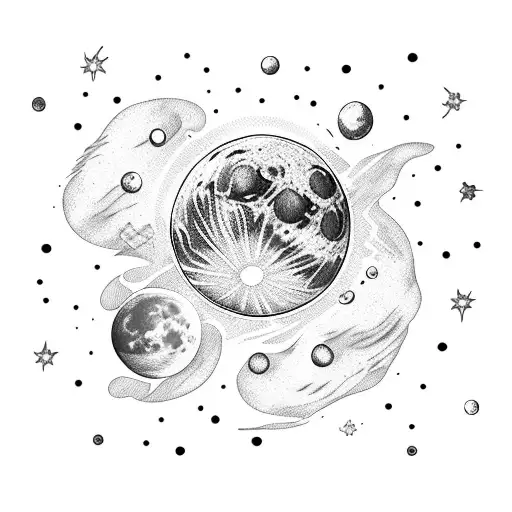 Moon Stars Planets Lines