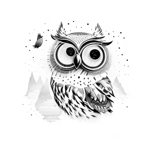 An Owl Conductor Leading A Symphony Of Stars