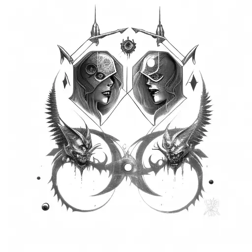 Goth Cyborg Sci Fi Gemini Sisters With A Dagger In The Bottom