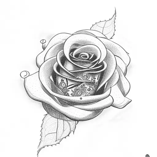 A Dotwork Tattoo Of A Rose Intertwined With A Marvel Superhero