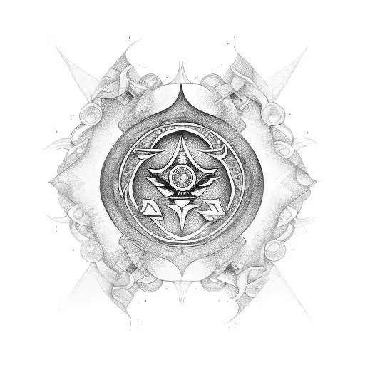 An Intricate Design Of An Indalo Symbol Combined With A Scale Of Justice