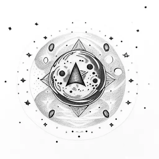 Space Moon Stars Planets Lines