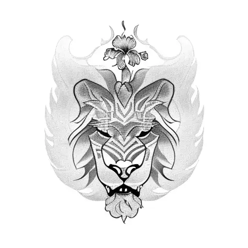 Scottish Rampant Lion With Iris Flowers Surrounding It