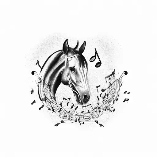 A Horse Galloping Through A Field Of Musical Notes