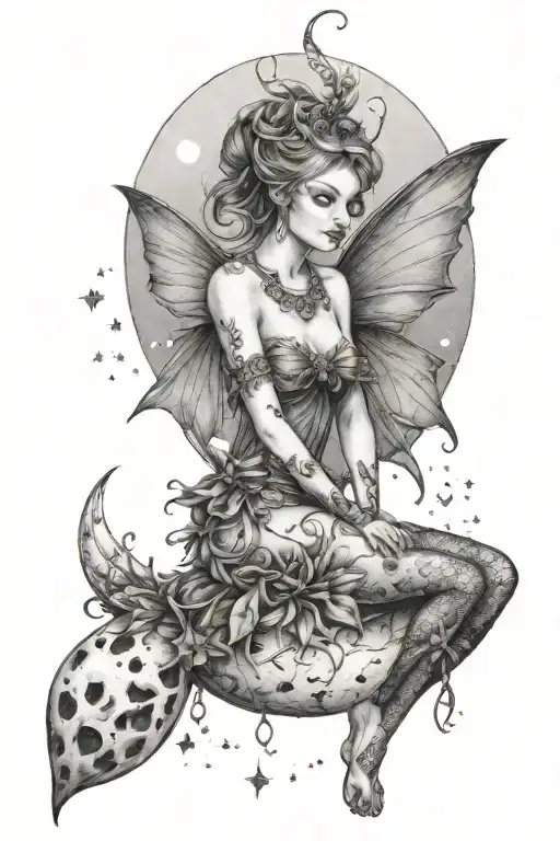 Fairy Sitting On Moon