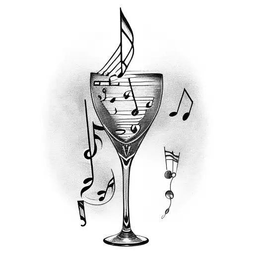 A Wine Glass With Music Notes Flowing Out Of It