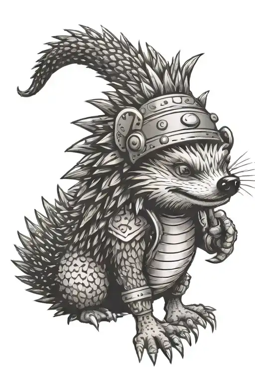 Funny Hedgehog Predator Warrior Smiling Raving Nightclub
